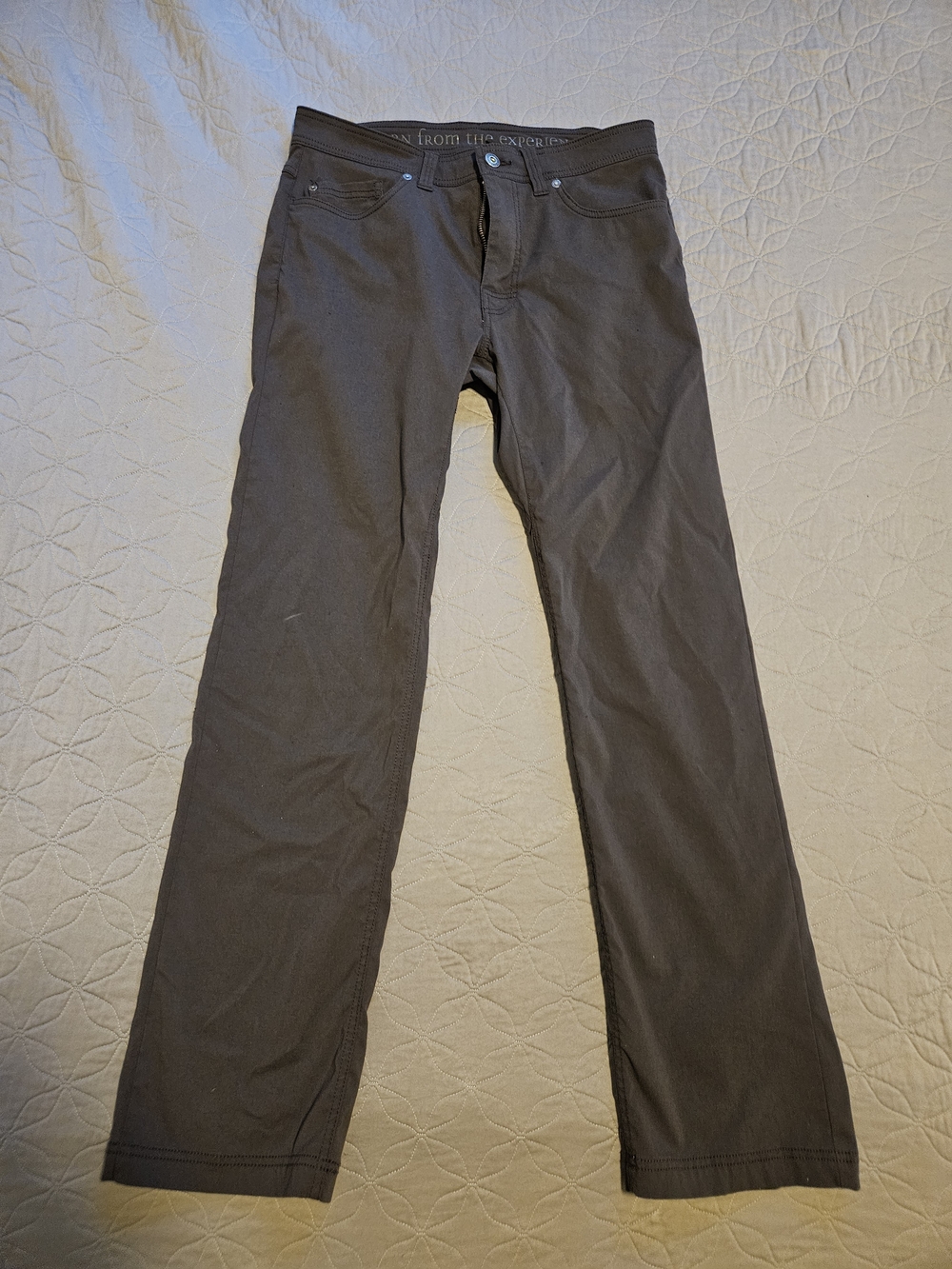 Prana Men's Dark Grey Straight-Leg Brion Stretch Hiking Pants - Slim Fit 32x32